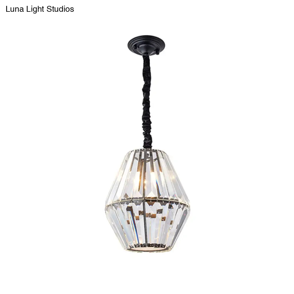 Minimalist Rhombus Crystal Pendant Light - 1-Light Black Ceiling Fixture