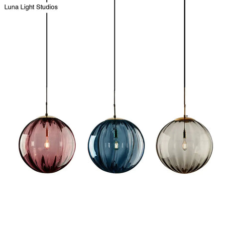 Sleek Ribbed Pendant Light: Modern Designer Hanging Lamp For Bedroom With 1 Light