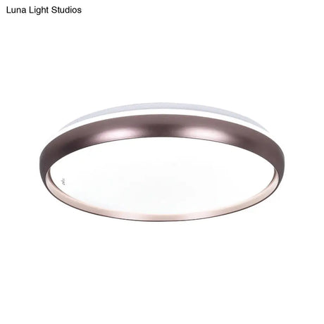 Sleek Round Led Ceiling Lamp - Modern Metallic Dark Brown/Copper/Dark Gold Flush Mount Lighting For
