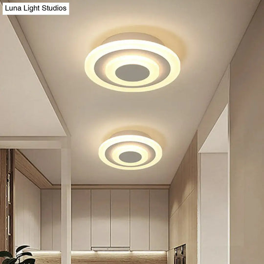Sleek Round Led Flush Mount Ceiling Light For Corridors And Halls White /