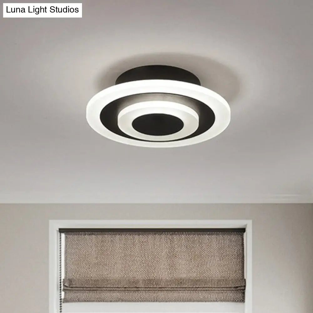 Sleek Round Led Flush Mount Ceiling Light For Corridors And Halls Black / White