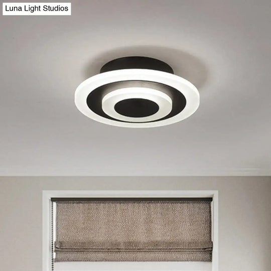 Sleek Round Led Flush Mount Ceiling Light For Corridors And Halls Black / White