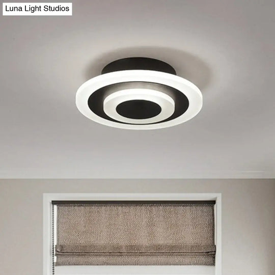Sleek Round Led Flush Mount Ceiling Light For Corridors And Halls Black / White