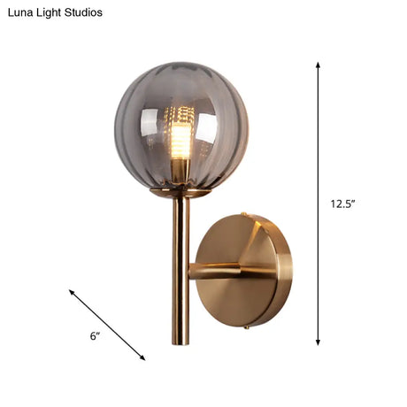 Sleek Round Wall Lighting: Simplicity Glass Bedside Sconce Light With Pencil Arm - Red/Green/Amber