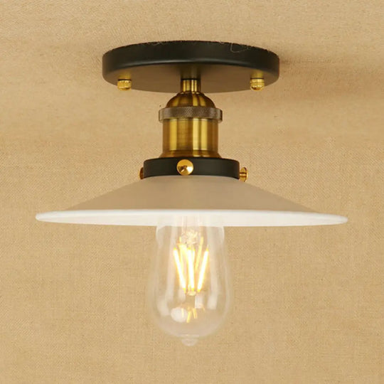 Sleek Saucer Ceiling Light In Black/White For Kitchen - Loft Semi Flush Mount Lighting With 1 Bulb