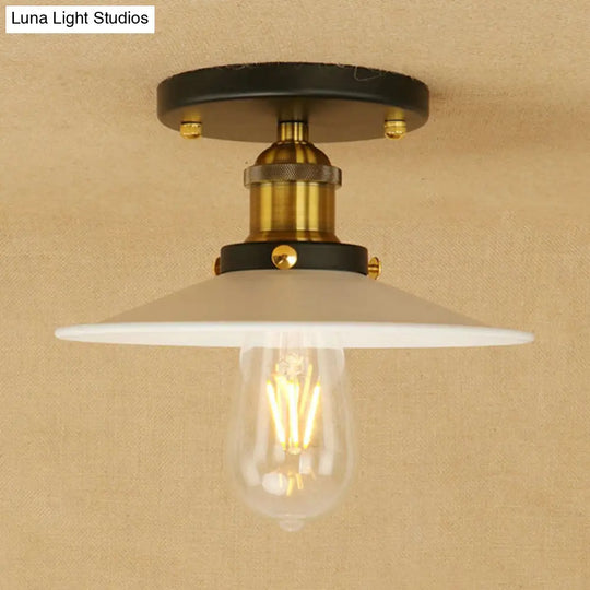 Sleek Saucer Ceiling Light In Black/White For Kitchen - Loft Semi Flush Mount Lighting With 1 Bulb