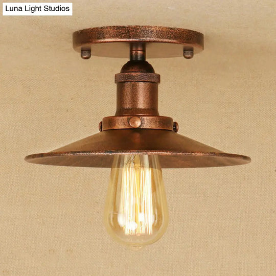 Sleek Saucer Ceiling Light In Black/White For Kitchen - Loft Semi Flush Mount Lighting With 1 Bulb