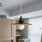 Sleek Saucer Iron Ceiling Pendant Lamp: Industrial 1-Bulb Restaurant Suspension Lighting In Black