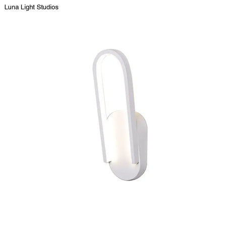 Sleek Semi-Oblong Led Sconce Light In Black/White With Acrylic Shade - Warm/White Illumination