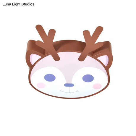 Sleek Sika Deer Flush Mount Ceiling Light - Perfect For Child’s Bedroom Brown