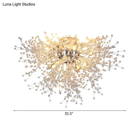 Sleek Silver Firework Semi Mount Lighting - Modern 22’/23.5’ W 8/12/16 Lights Metal Ceiling