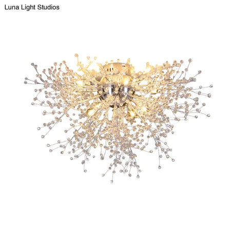 Sleek Silver Firework Semi Mount Lighting - Modern 22’/23.5’ W 8/12/16 Lights Metal Ceiling