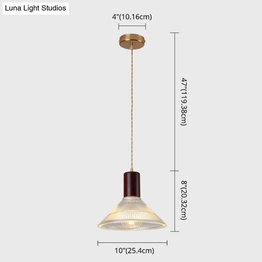 Sleek Single-Bulb Hanging Lamp With Ribbed Glass Shade: Elegant Pendant Light For Bedrooms
