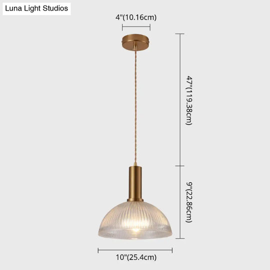 Sleek Single-Bulb Hanging Lamp With Ribbed Glass Shade: Elegant Pendant Light For Bedrooms