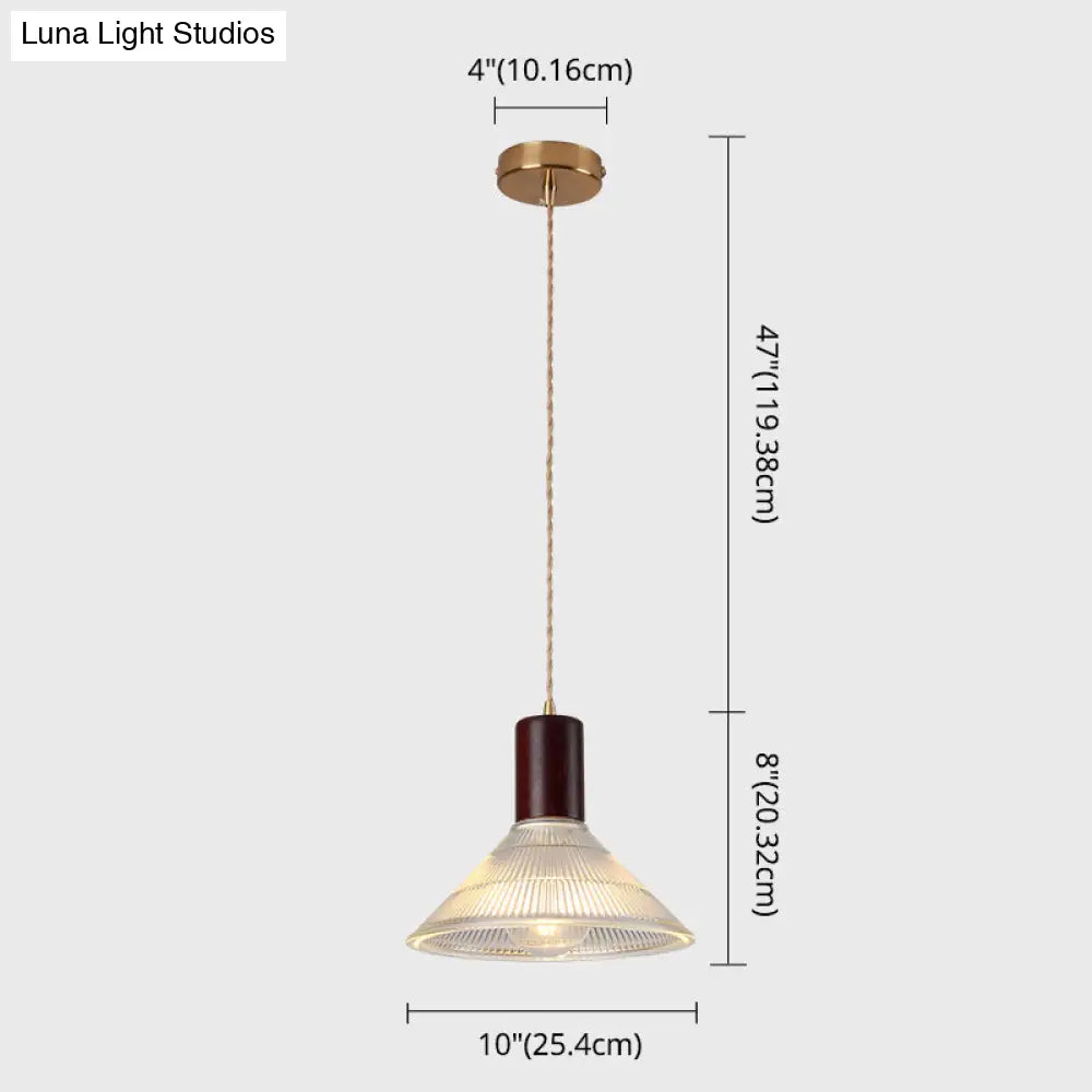 Simple Style Ribbed Glass Pendant Light Fixture For Bedroom