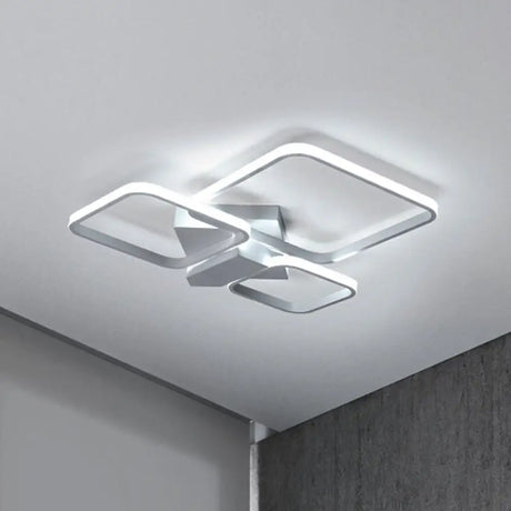 Sleek Square Led Acrylic Semi - Flush Ceiling Light In Warm/White White /
