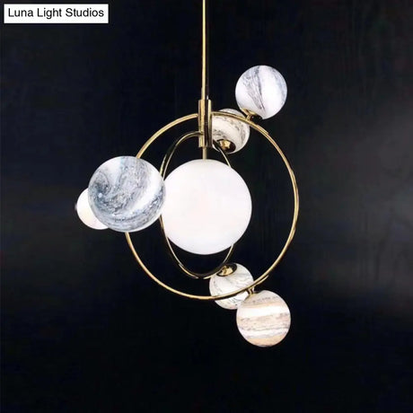Sleek Stained Glass 7-Head Chandelier Light Fixture - Perfect for Dining Rooms