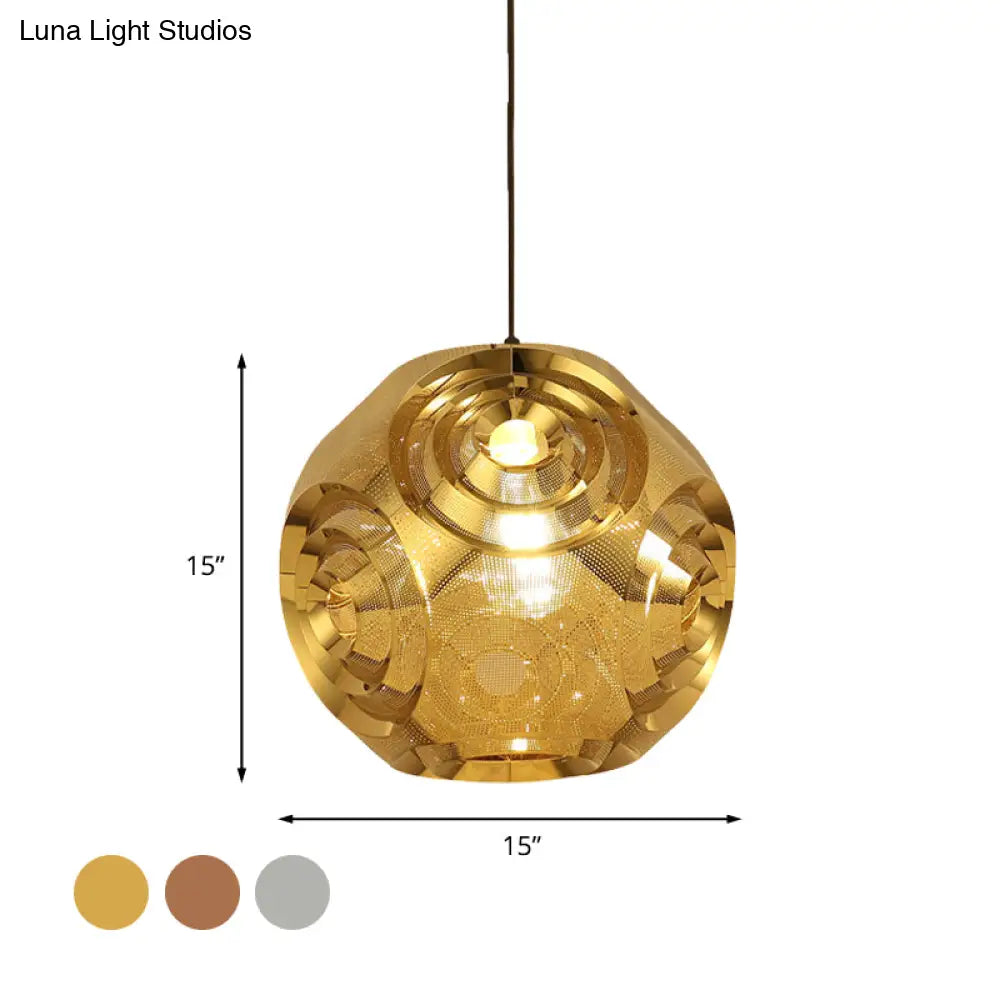 Sleek Stainless Steel Sphere Pendant Lamp Colonial 1-Head Suspension Light (11/15 W) In