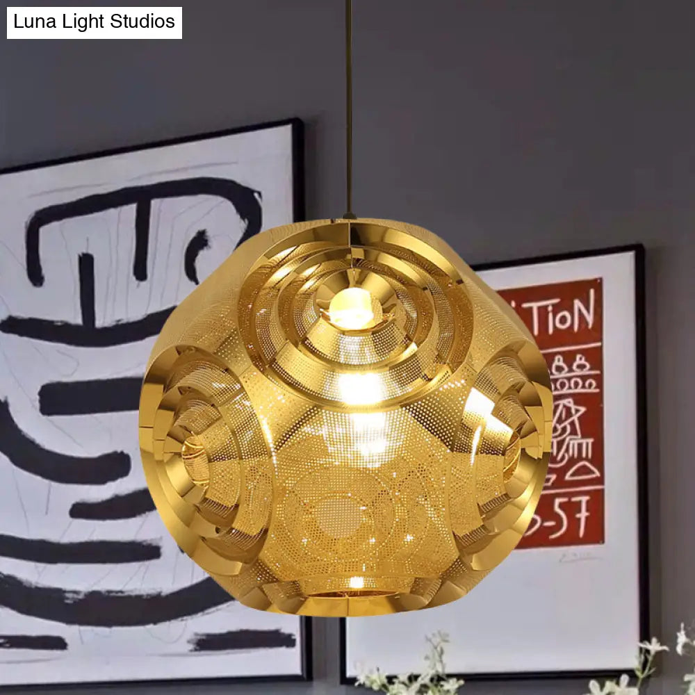 Sleek Stainless Steel Sphere Pendant Lamp Colonial 1-Head Suspension Light (11/15 W) In