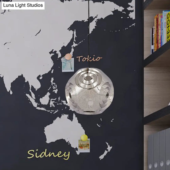 Sleek Stainless Steel Sphere Pendant Lamp Colonial 1-Head Suspension Light (11/15 W) In