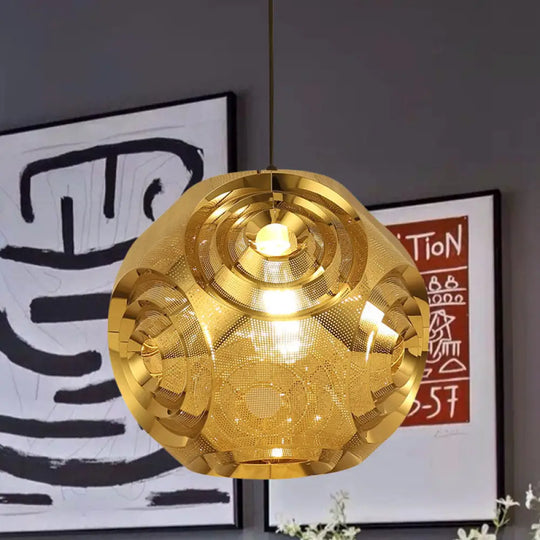 Sleek Stainless Steel Sphere Pendant Lamp Colonial 1-Head Suspension Light (11/15 W) In