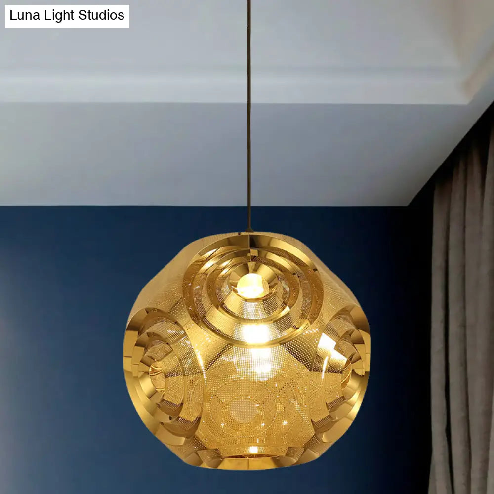 Sleek Stainless Steel Sphere Pendant Lamp Colonial 1-Head Suspension Light (11/15 W) In