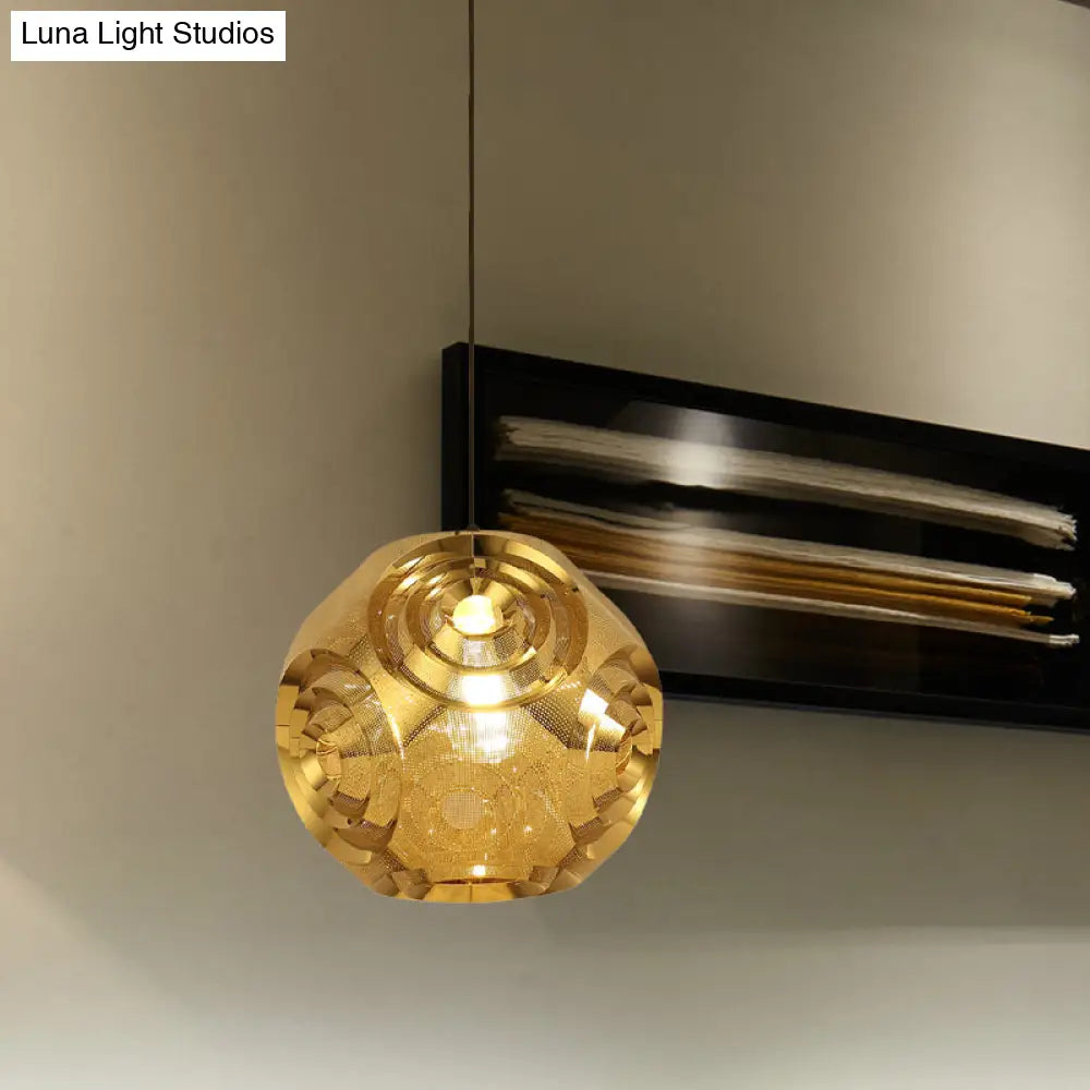 Sleek Stainless Steel Sphere Pendant Lamp Colonial 1-Head Suspension Light (11/15 W) In