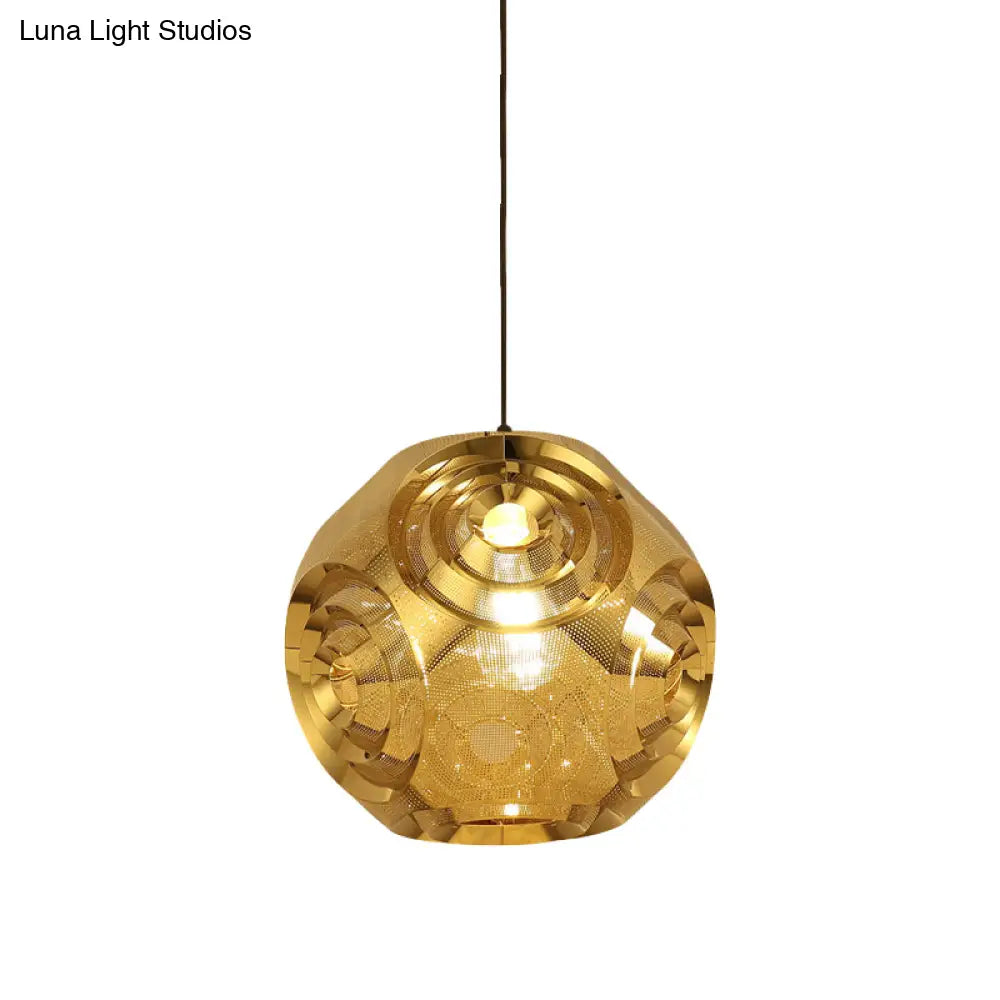 Sleek Stainless Steel Sphere Pendant Lamp Colonial 1-Head Suspension Light (11/15 W) In