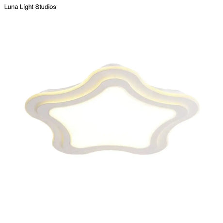 Sleek Star Led Flush Mount Ceiling Light For Bedroom - Simplicity Acrylic Design In White