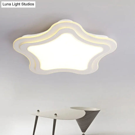 Sleek Star Led Flush Mount Ceiling Light For Bedroom - Simplicity Acrylic Design In White