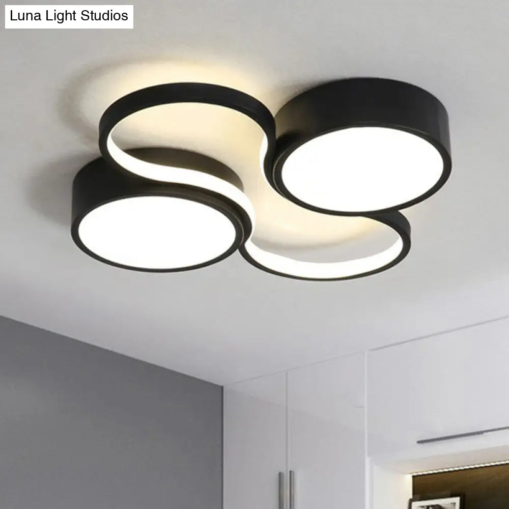 Sleek Study Room Led Flush Mount Ceiling Light- Acrylic Simplified Black / 19.5 Warm