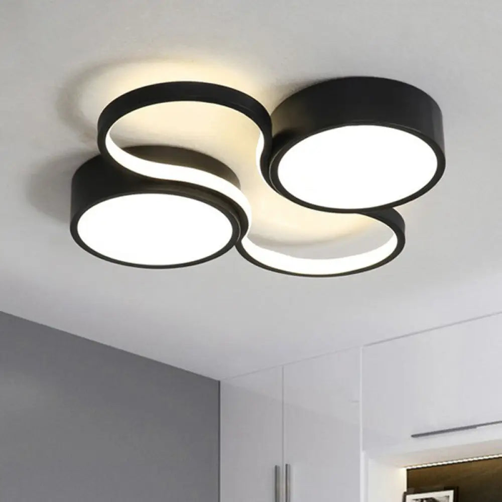 Sleek Study Room Led Flush Mount Ceiling Light - Acrylic Simplified Black / 19.5’ Warm