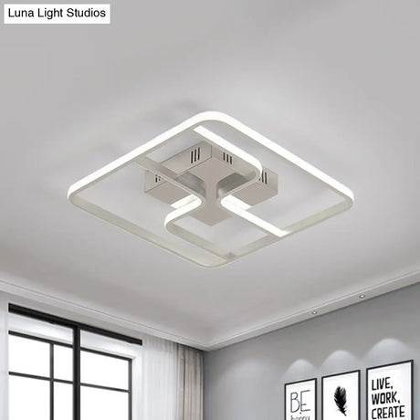 Sleek & Stylish Acrylic Square Led Ceiling Flush Mount Lighting Fixture (18’ 23.5’ W) In Chrome