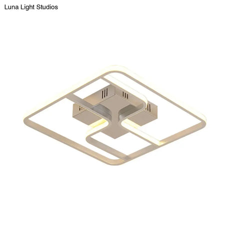 Sleek & Stylish Acrylic Square Led Ceiling Flush Mount Lighting Fixture (18’ 23.5’ W) In Chrome