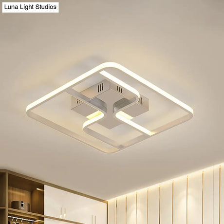 Sleek & Stylish Acrylic Square Led Ceiling Flush Mount Lighting Fixture (18’ 23.5’ W) In Chrome