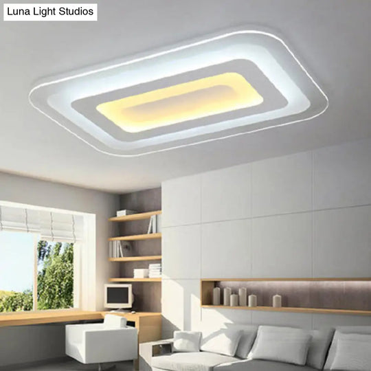 Sleek Surface Mounted Led Ceiling Light - Simplicity In White For Living Room / 35.5’ Warm