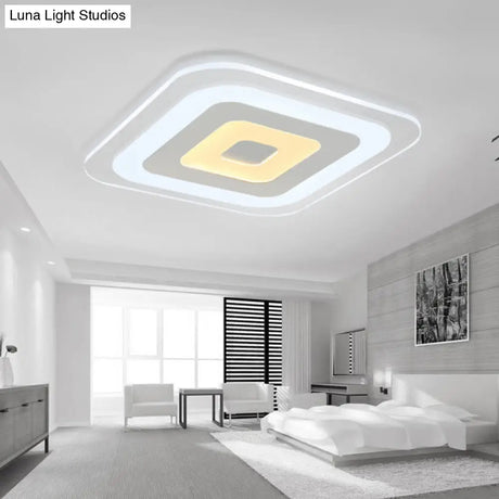 Sleek Surface Mounted Led Ceiling Light - Simplicity In White For Living Room / 8 Inner Outer Warm