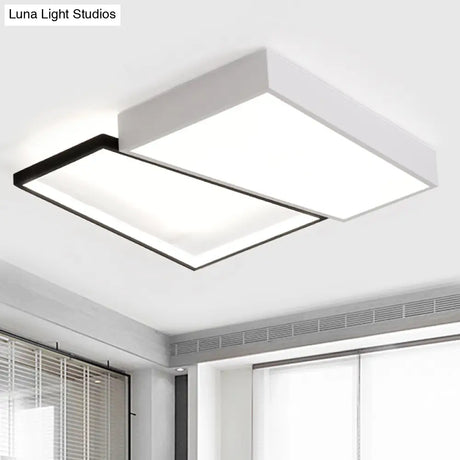 Sleek Trapezoid Flush Mount Led Metal Ceiling Light In White/Warm - 18’/21.5’ Wide