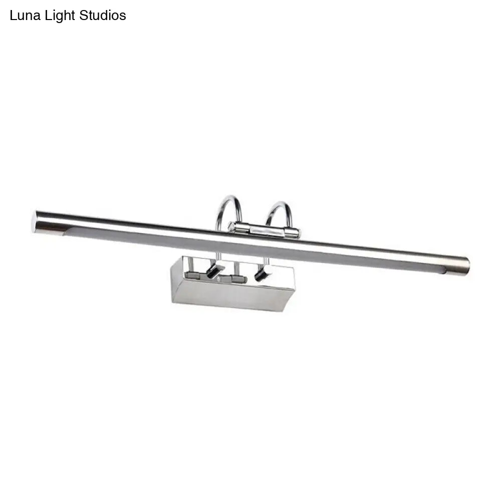 Sleek Tube Shaped Led Vanity Lamp: Stainless Steel Wall Mounted Chrome Finish