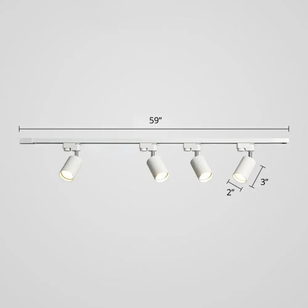 Sleek Tube Track Spotlight: Modern Metallic Semi Flush Ceiling Light For Bars 4 / White
