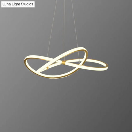 Sleek Twist Led Pendant Lamp: Minimalist Aluminum Chandelier For Living Room