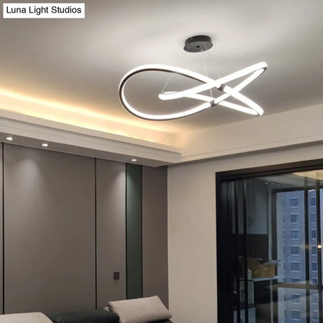 Sleek Twist Led Pendant Lamp: Minimalist Aluminum Chandelier For Living Room