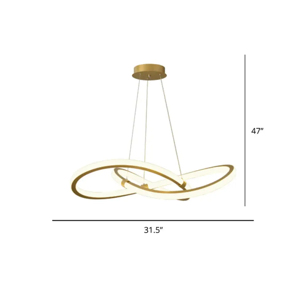 Sleek Twist Led Pendant Lamp: Minimalist Aluminum Chandelier For Living Room Brass / 31.5’