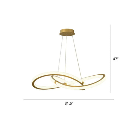 Sleek Twist Led Pendant Lamp: Minimalist Aluminum Chandelier For Living Room Brass / 31.5’