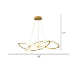 Sleek Twist Led Pendant Lamp: Minimalist Aluminum Chandelier For Living Room Brass / 39.5’