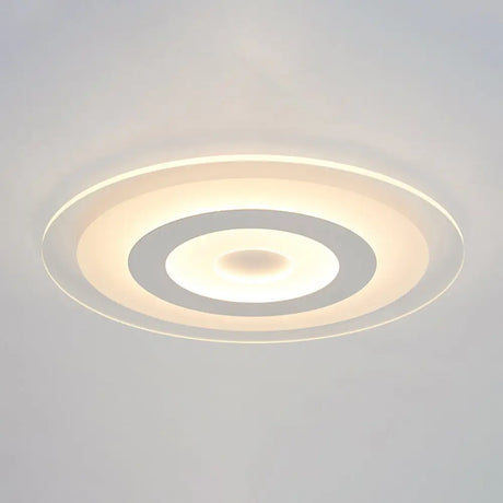 Sleek White Disc Foyer Flush Light With Acrylic Simplicity - Led Mount Ceiling Fixture