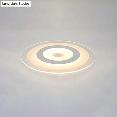 Sleek White Disc Foyer Flush Light With Acrylic Simplicity - Led Mount Ceiling Fixture