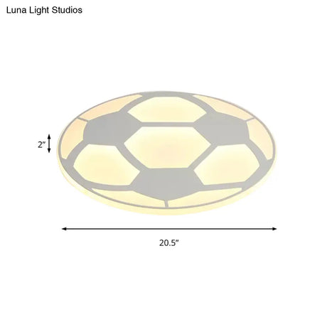 Sleek White Flush Mount Soccer Ceiling Light For Kid’s Bedroom