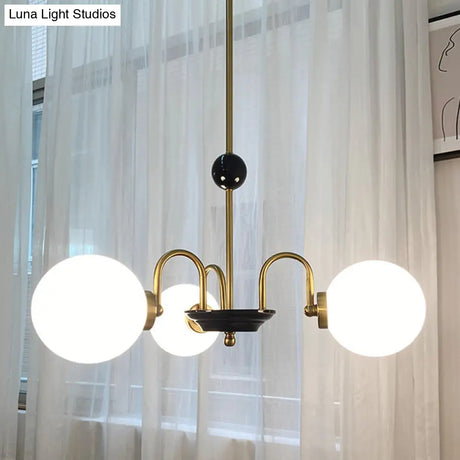 Sleek White Glass Ceiling Chandelier - Modern Minimalist Design