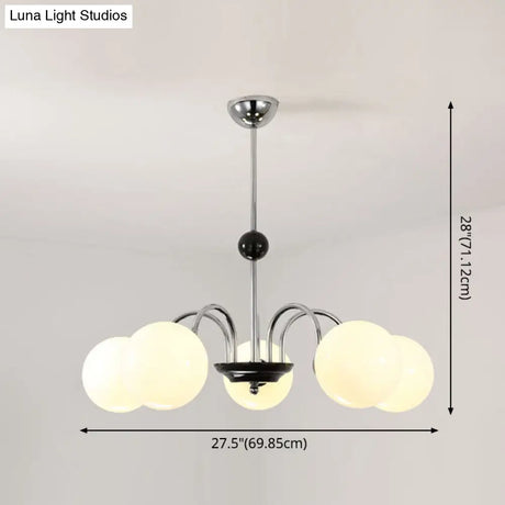 Sleek White Glass Ceiling Chandelier - Modern Minimalist Design